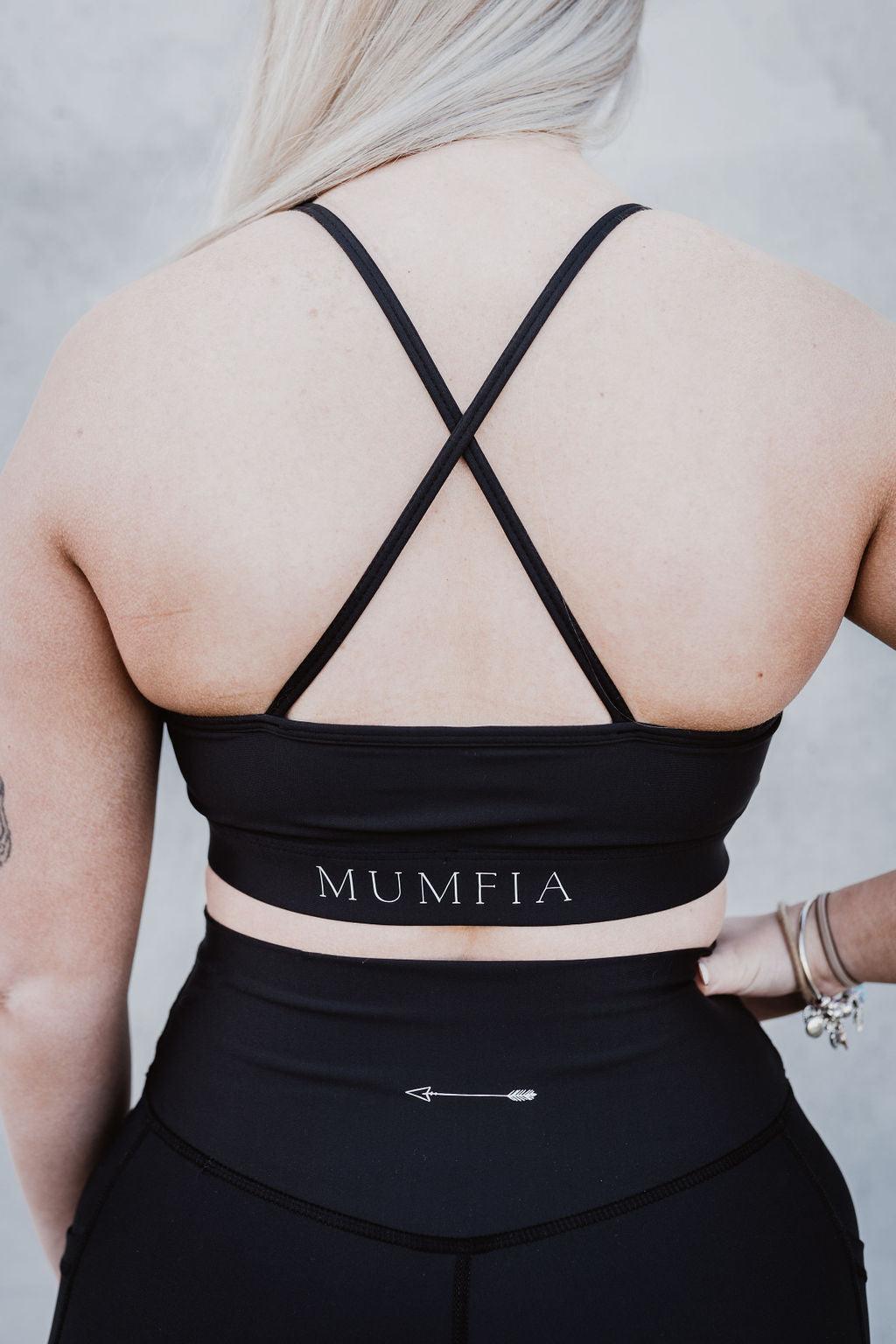 Mumfia Apparel, black sports bra, activewear, sportswear, Australia